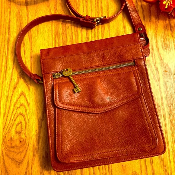 Fossil Redorange Leather Purse 